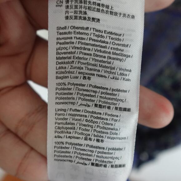 Esprit Patchwork Blue Dress Multi Print Cottage Retro Boho Size 10 Short Sleeve - Picture 9 of 12